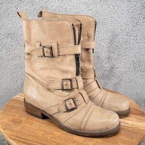 Vintage Sibyl Vane Zip Up Buckle Moto Combat Boots Grunge EU 38 US 7.5 Block Hee